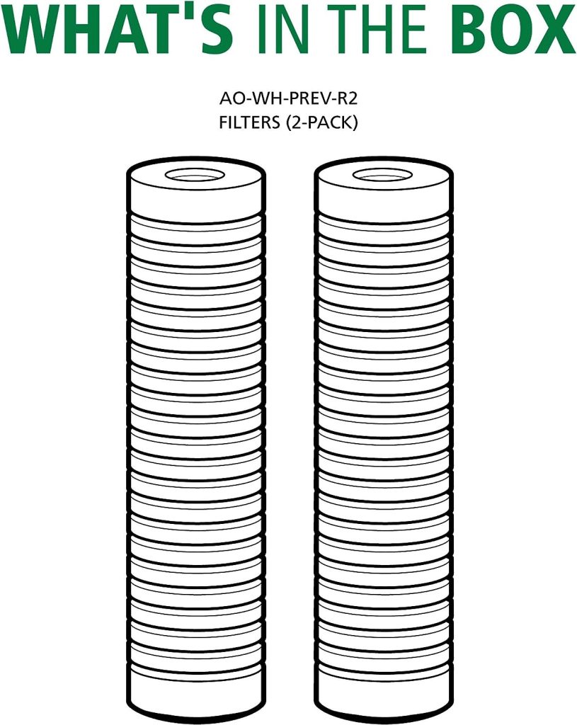 AO Smith 2.5x10 5 Micron Sediment Water Filter Replacement Cartridge - 2 Pack - For Whole House Filtration Systems - AO-WH-PREV-R2