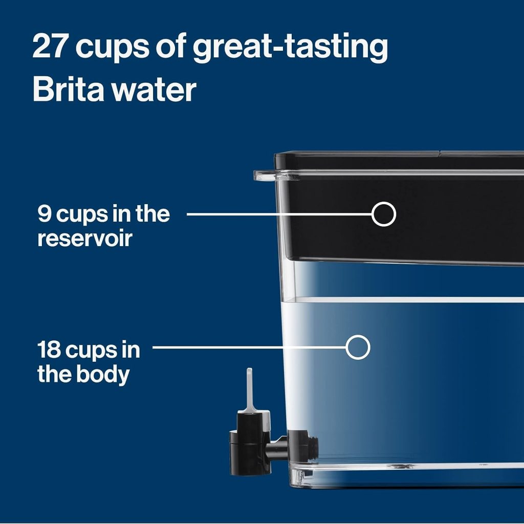 Brita XL Water Filter Dispenser for Tap and Drinking Water with 1 Elite Filter, Reduces 99% Of Lead, Lasts 6 Months, 27-Cup Capacity, BPA Free, Black