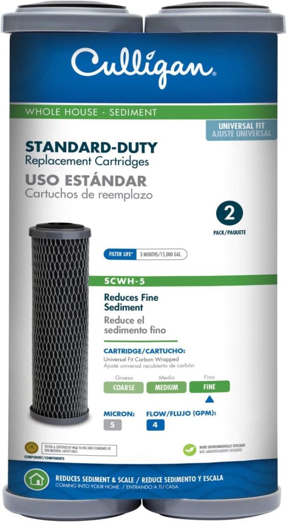 Culligan SCWH-5 Standard-Duty Whole House Water Filter Replacement Cartridges, 2-Pack, Black