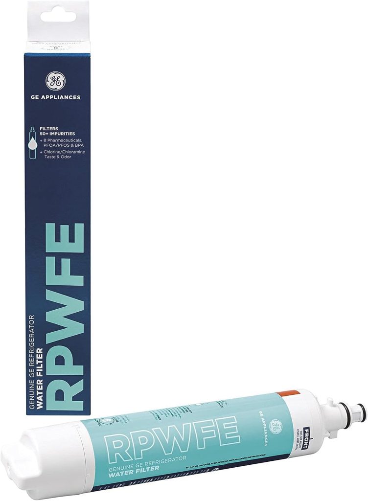 GE RPWFE Refrigerator Water Filter | Certified to Reduce Lead, Sulfur, and 50+ Other Impurities | Replace Every 6 Months for Best Results | Pack of 1